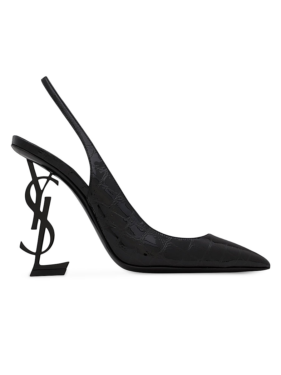 Opyum Slingback Pumps in Crocodile-Embossed Leather