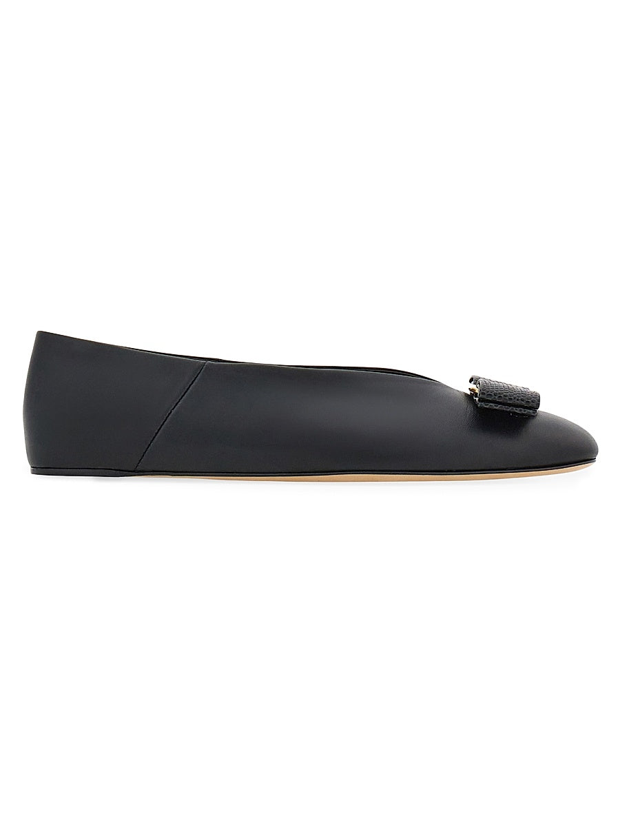 Vanna Bow-Detailed Leather Ballet Flats