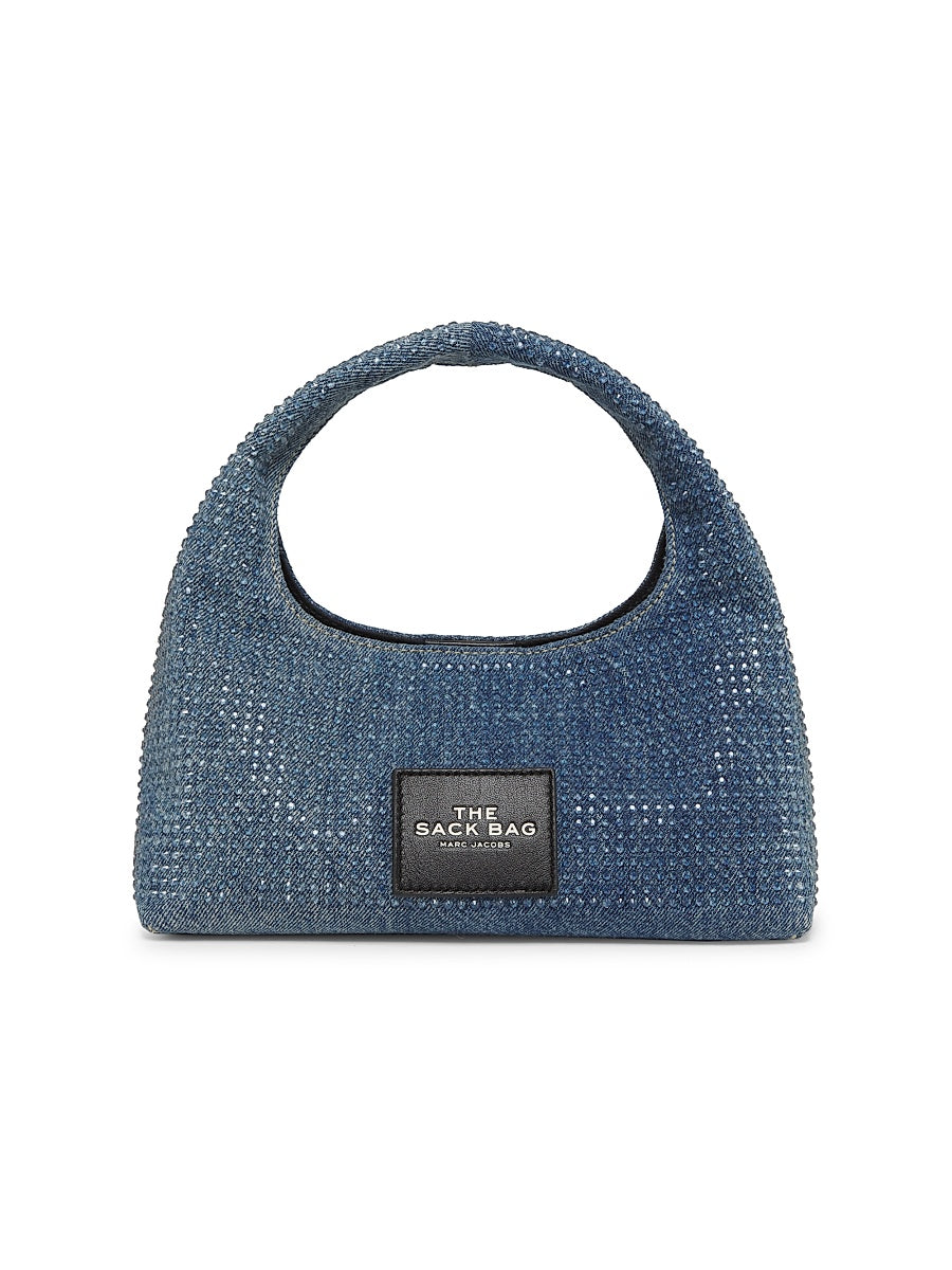 Crystal-Embellished Denim Top Handle Bag