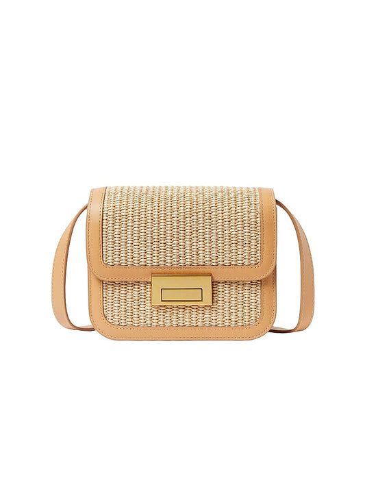 Desi Raffia & Leather Crossbody Bag