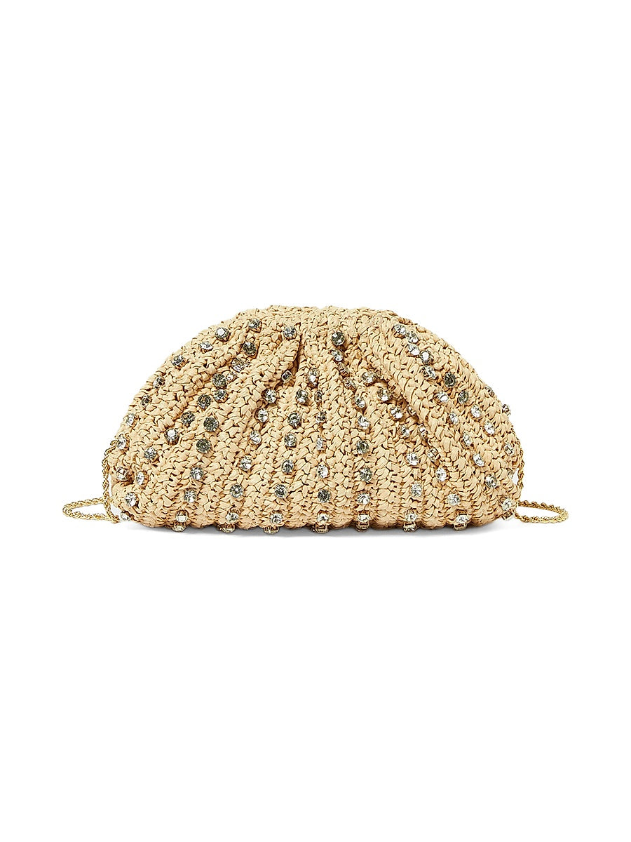 Bailey Crystal-Embellished Raffia Bag