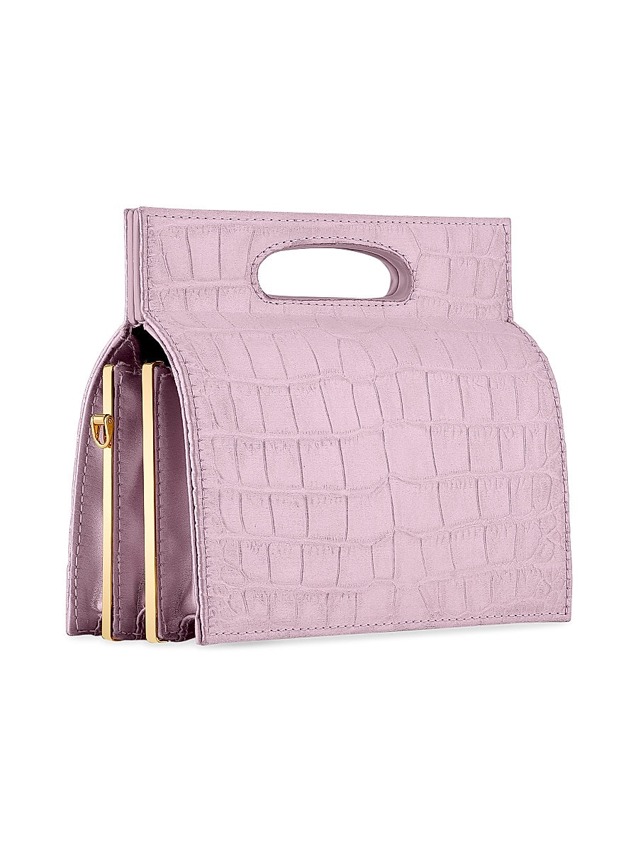 Stella Handbag Stamped Satin Miniature with Gold Hardware
