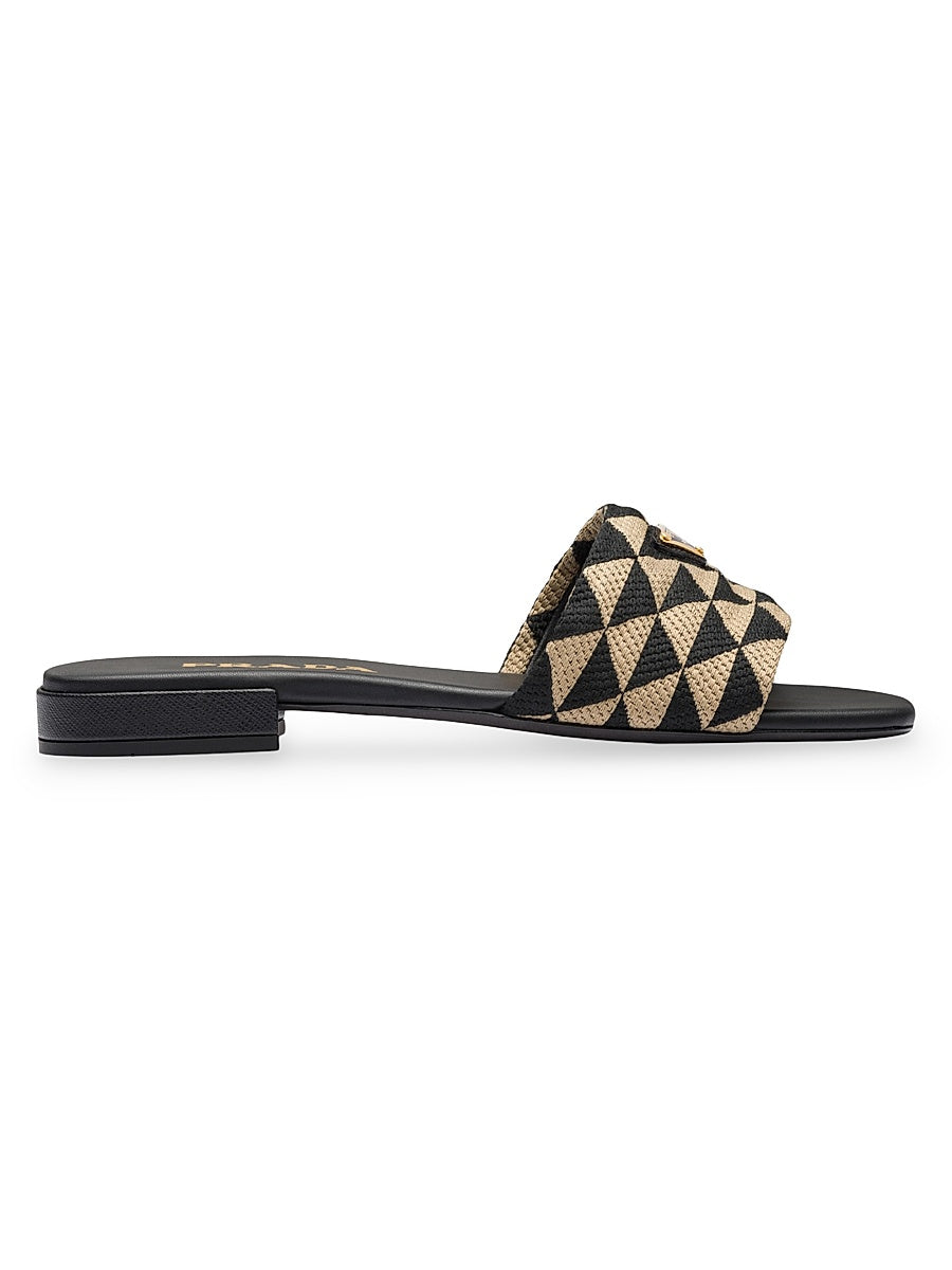 Embroidered Fabric Slides