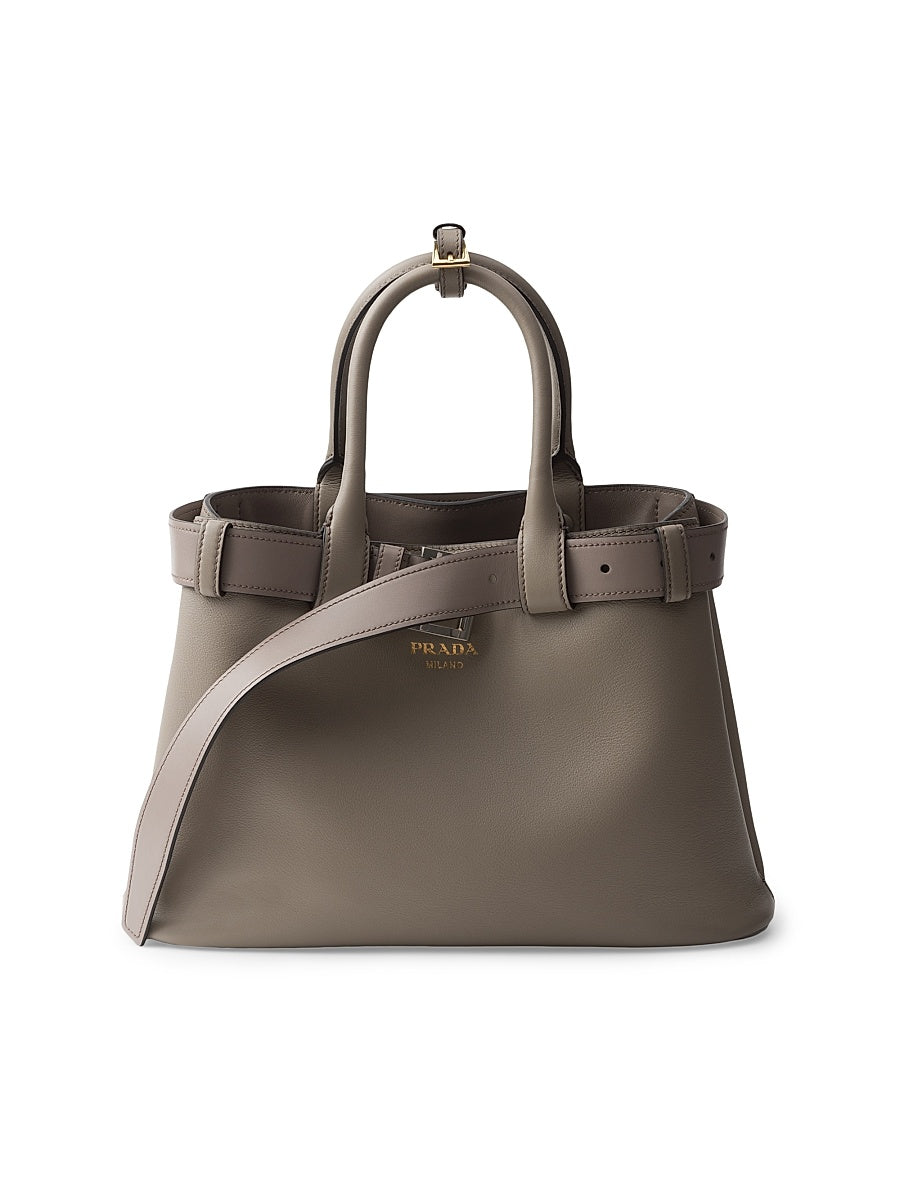Buckle Medium Leather Handbag with Belt
