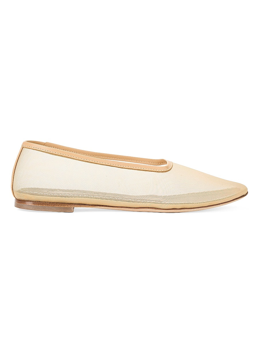 Alba Leather-Trimmed Mesh Ballet Flats