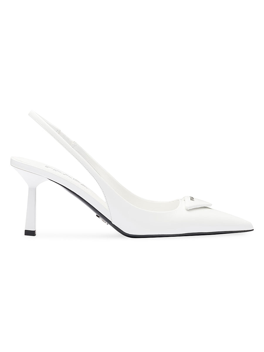Brushed 75MM Leather Slingback Pumps