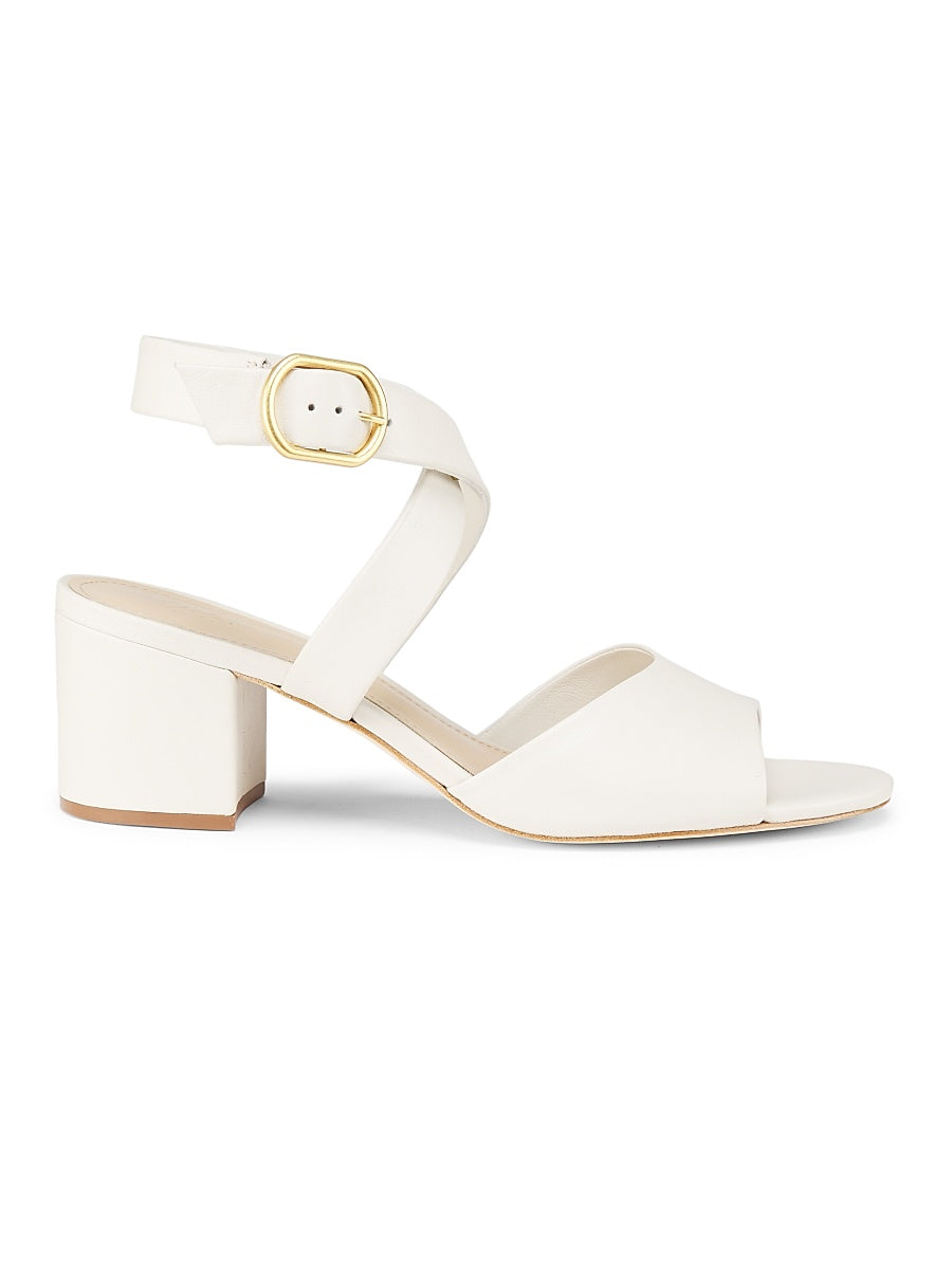 Buckled Leather Block Heel Sandals