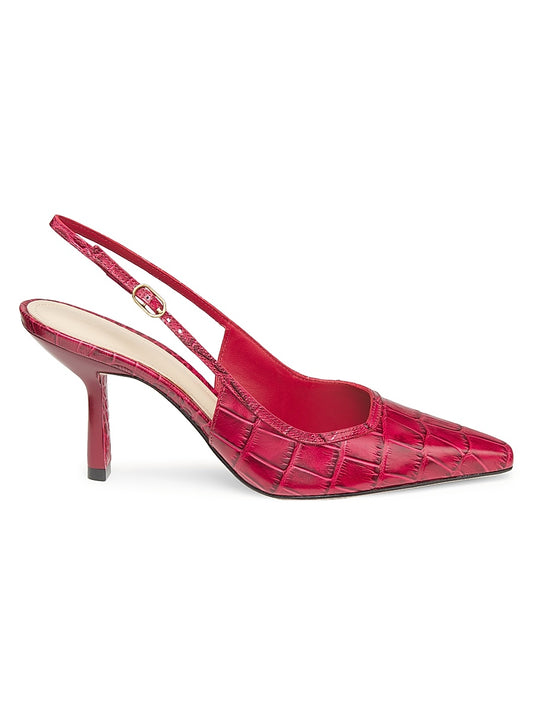 75MM Croc-Embossed Leather Slingback Pumps