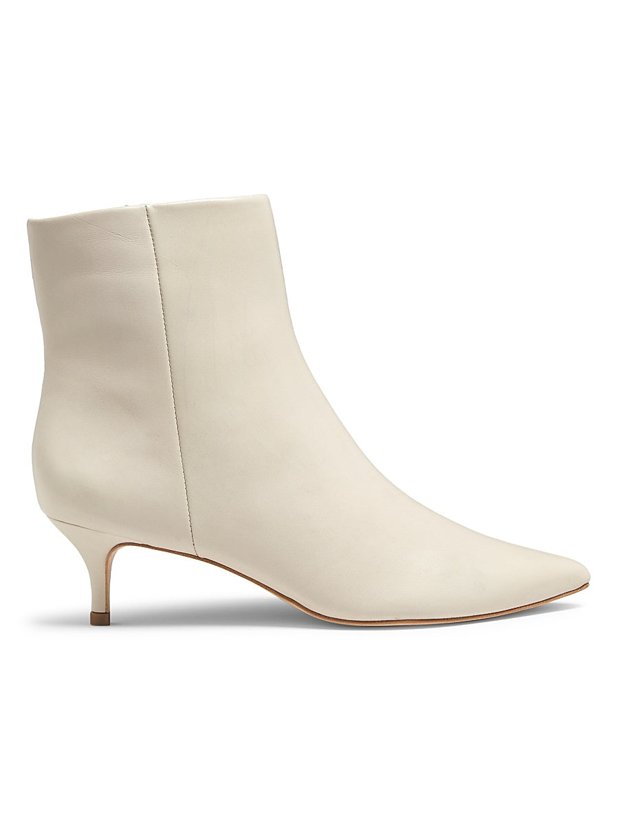 Metallic Leather Kitten-Heel Booties
