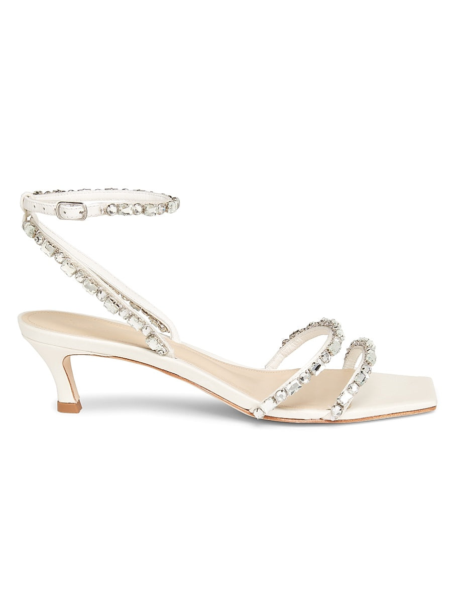 Gem-Embellished Kitten-Heel Sandals