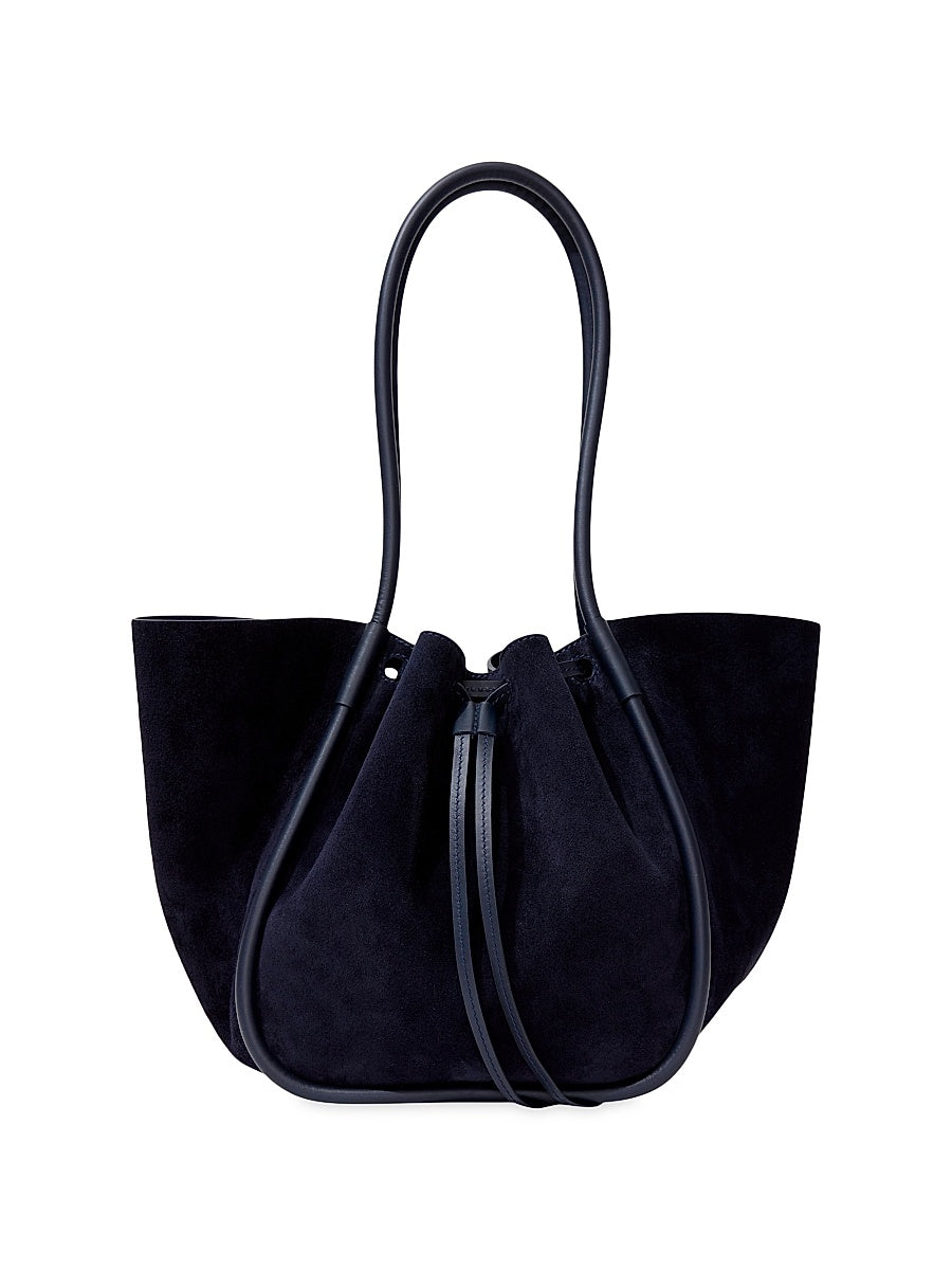 Large Ruched Suede Tote