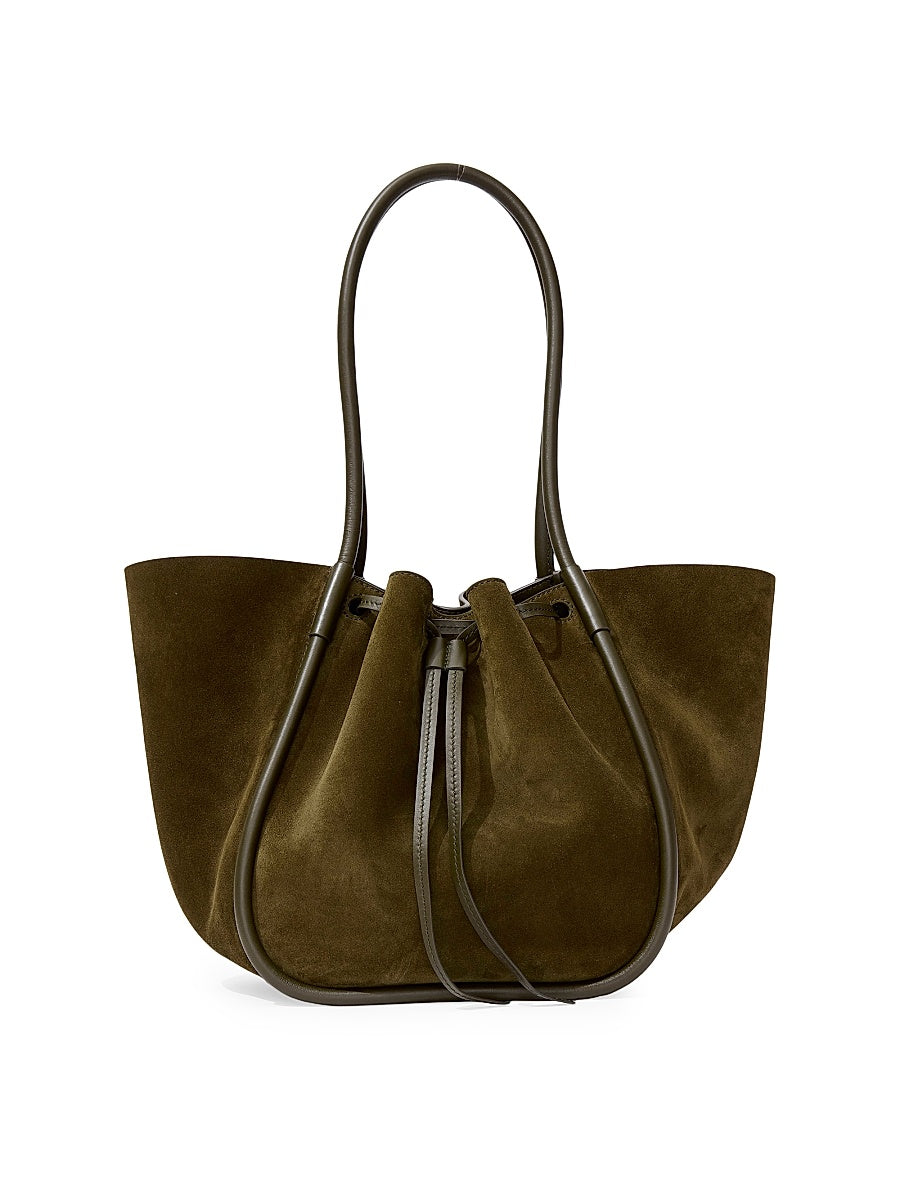 Large Ruched Suede Tote