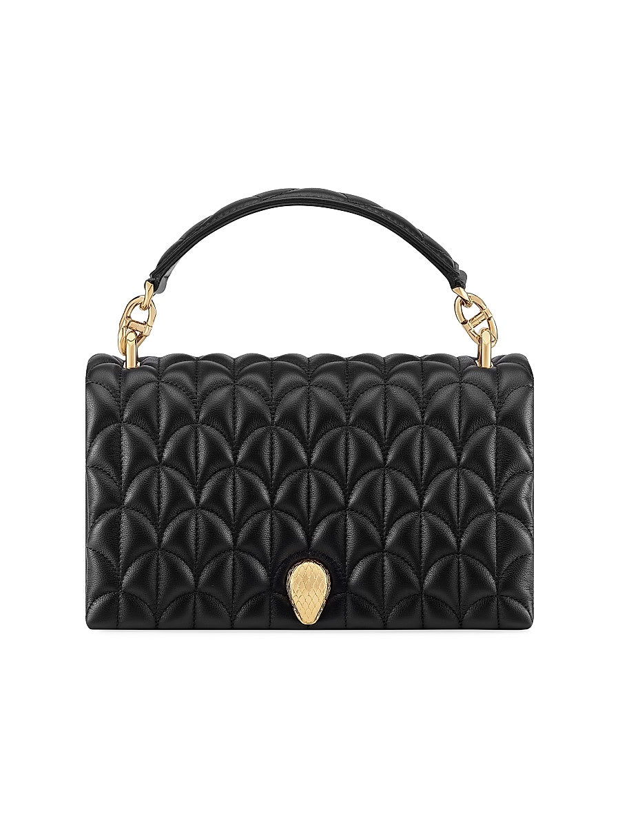 Serpenti Cabochon Matelassé Leather Top Handle Bag