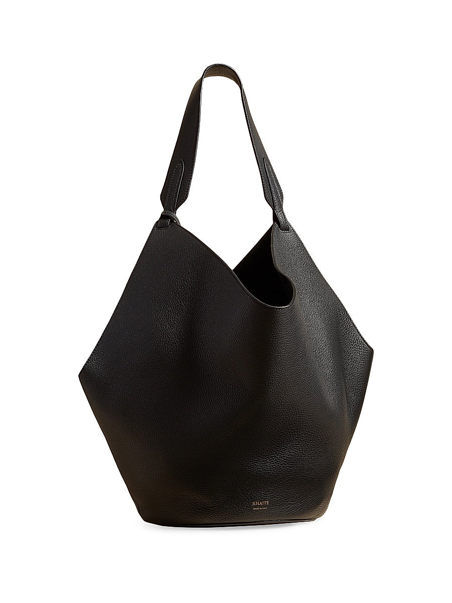 Medium Lotus Pebbled Leather Tote Bag