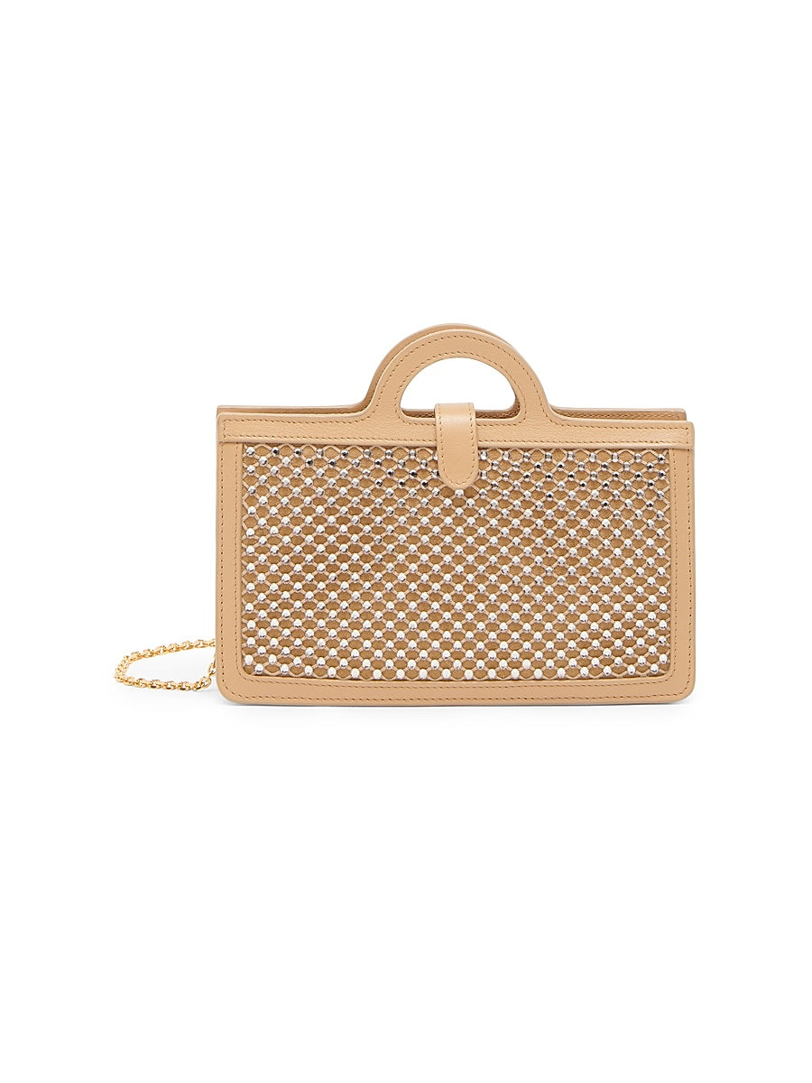 Iridescent Studded Mesh Chain Long Wallet