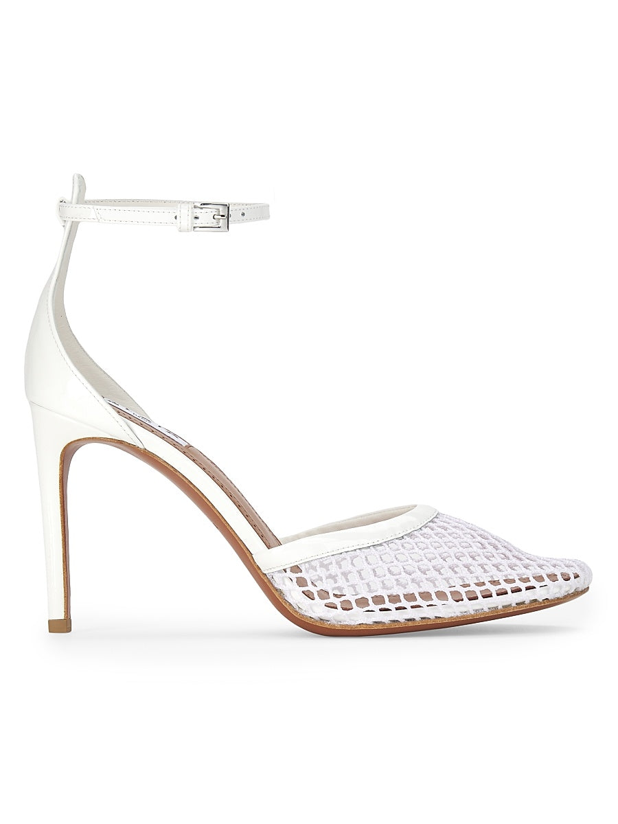 90MM Mesh &amp; Leather Pumps