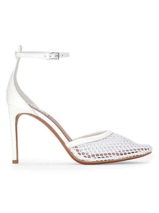 90MM Mesh &amp; Leather Pumps
