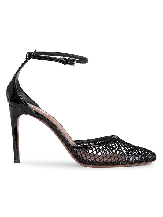 90MM Mesh & Leather Pumps