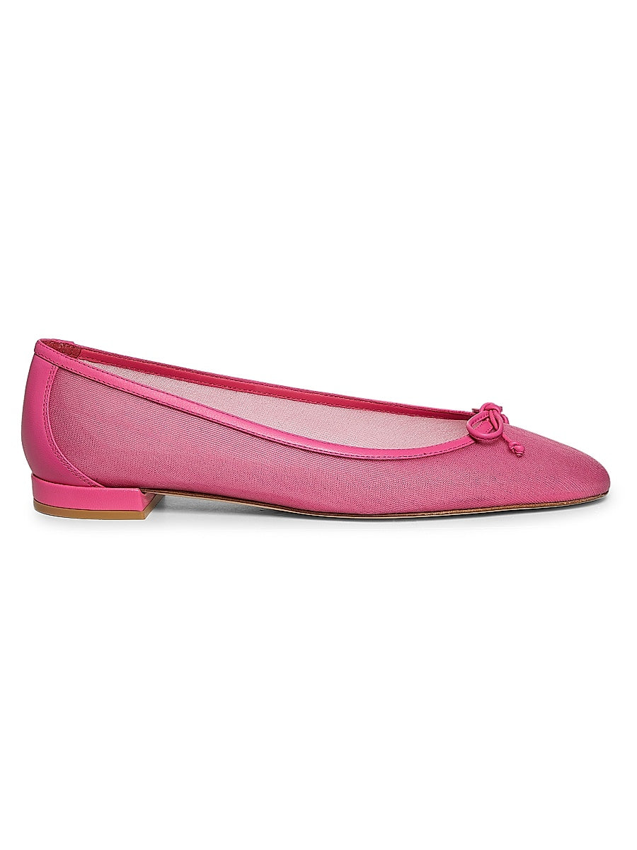 Arabella Leather-Trimmed Mesh Ballet Flats