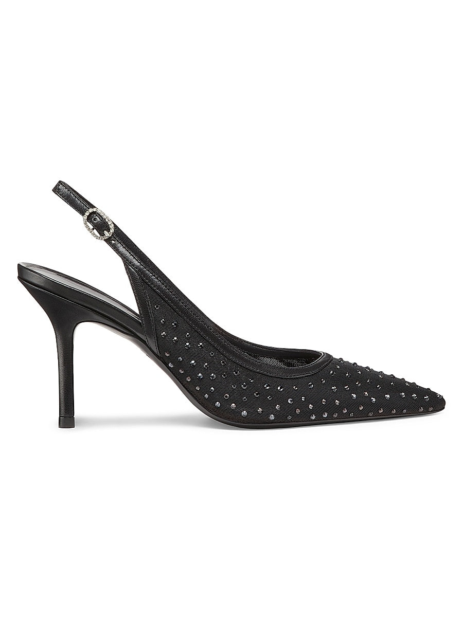 Emilia 85MM Mesh Crystal-Embellished Slingback Pumps