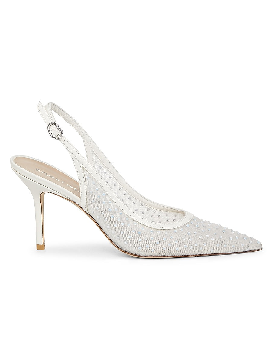 Emilia 85MM Mesh Crystal-Embellished Slingback Pumps