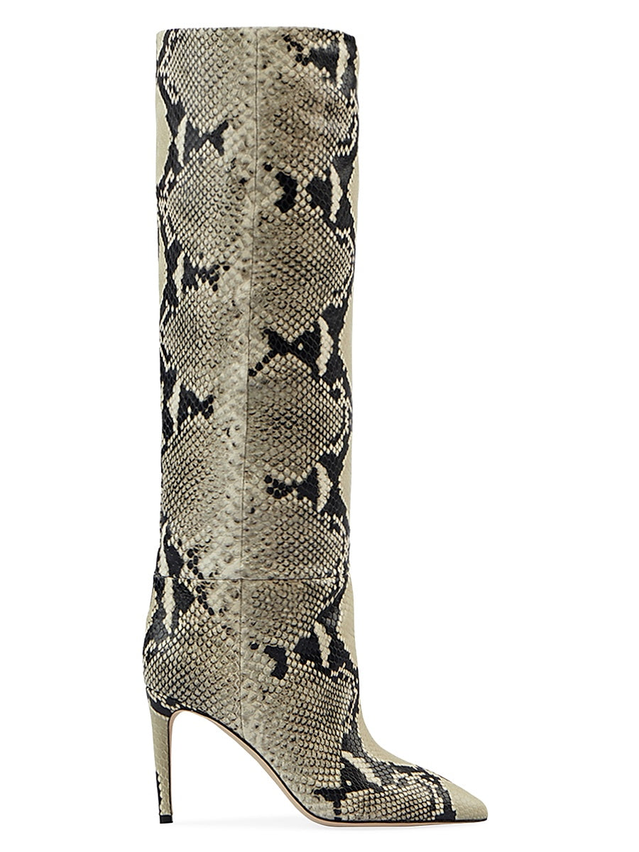 85MM Snake-Embossed Leather Stiletto Boots
