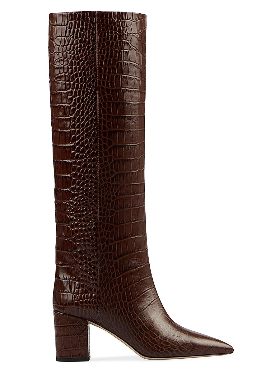 Anja 70MM Crocodile-Embossed Leather Boots