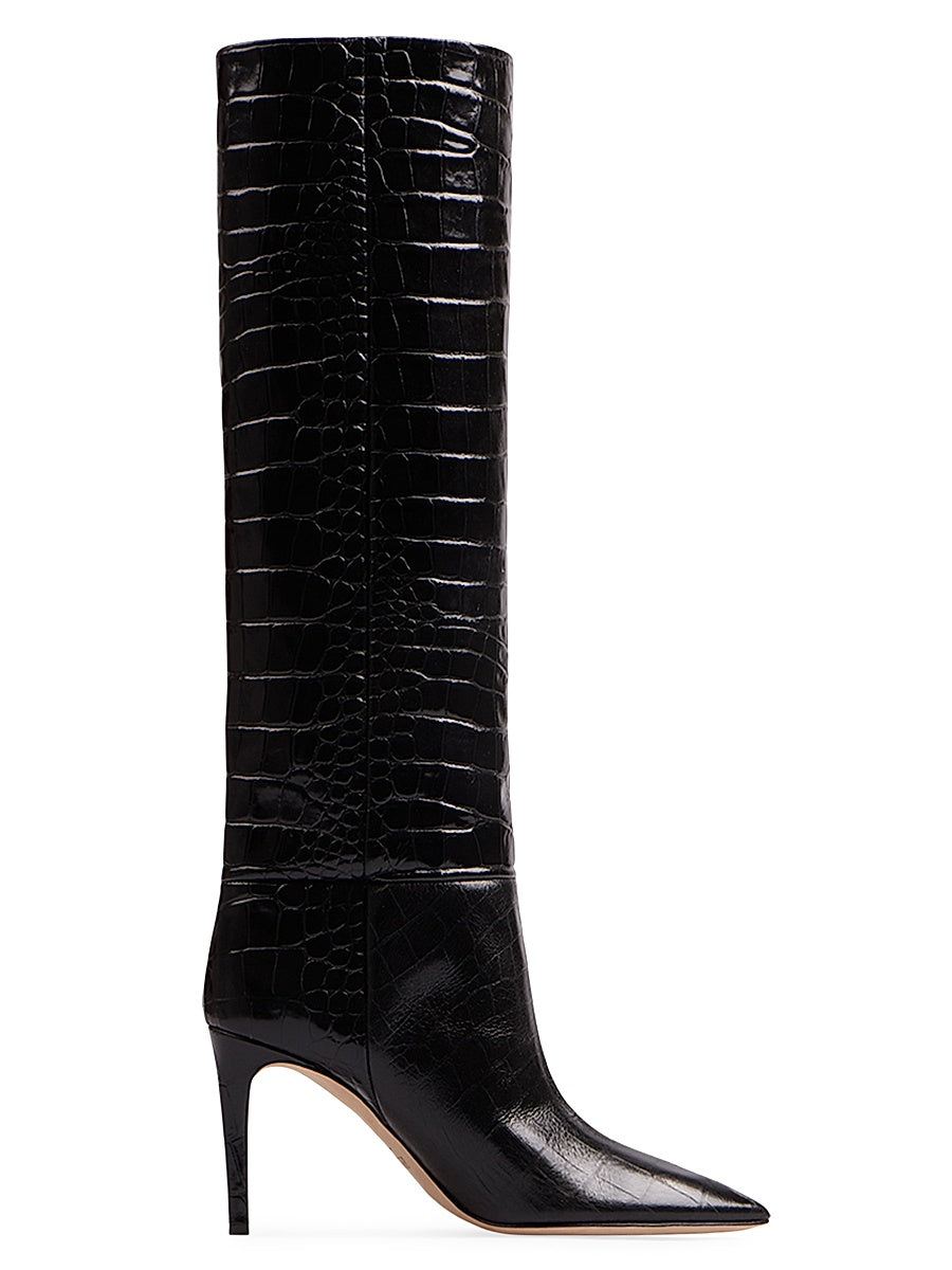 Stiletto 85MM Crocodile-Embossed Leather Boots
