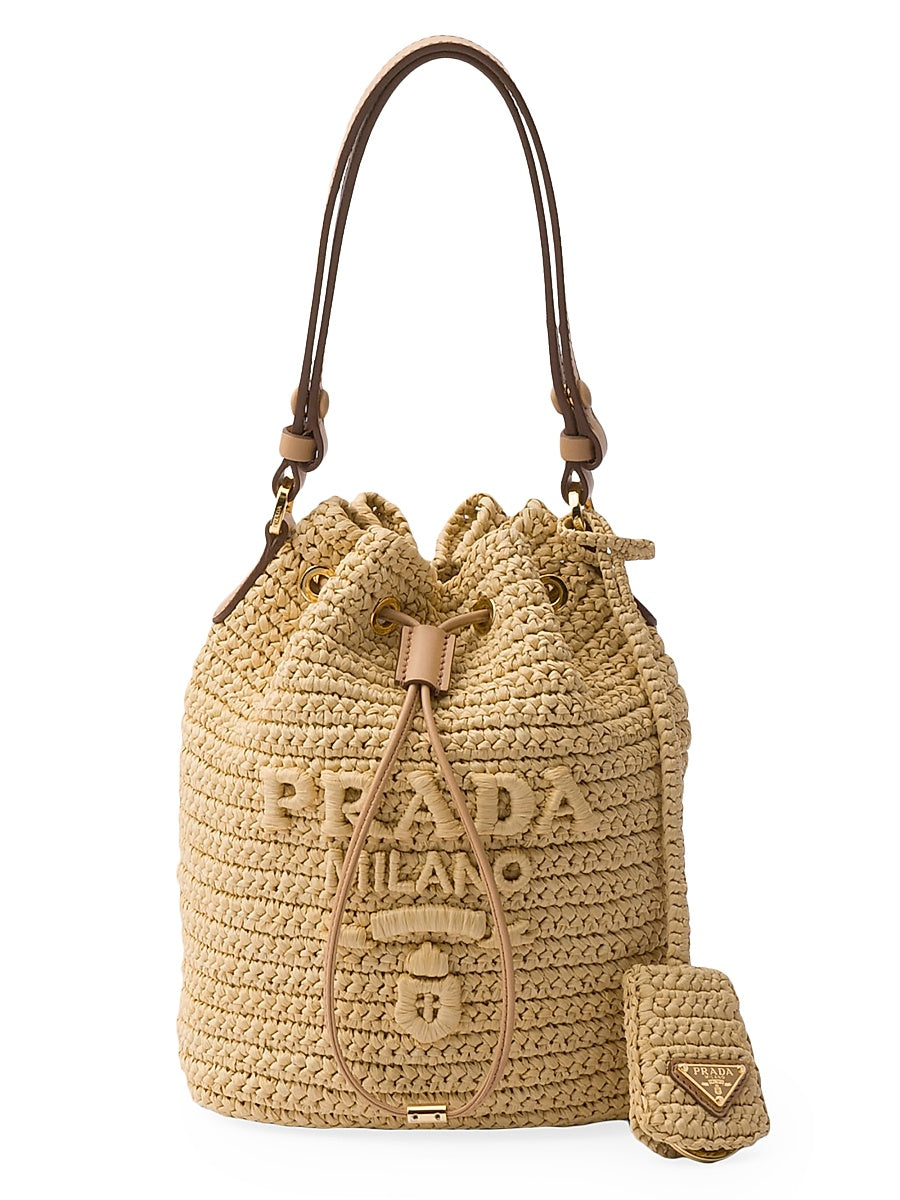 Crochet and Leather Mini-Bucket Bag