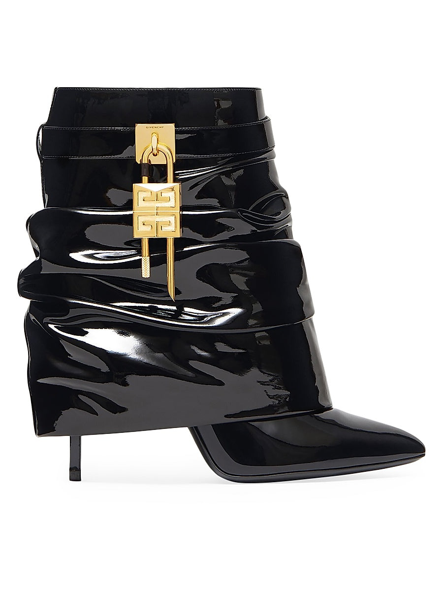 Shark Lock Stiletto Ankle Boots in Latex