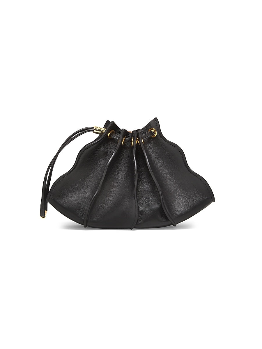 Adria Pleated Wave Leather Wristlet