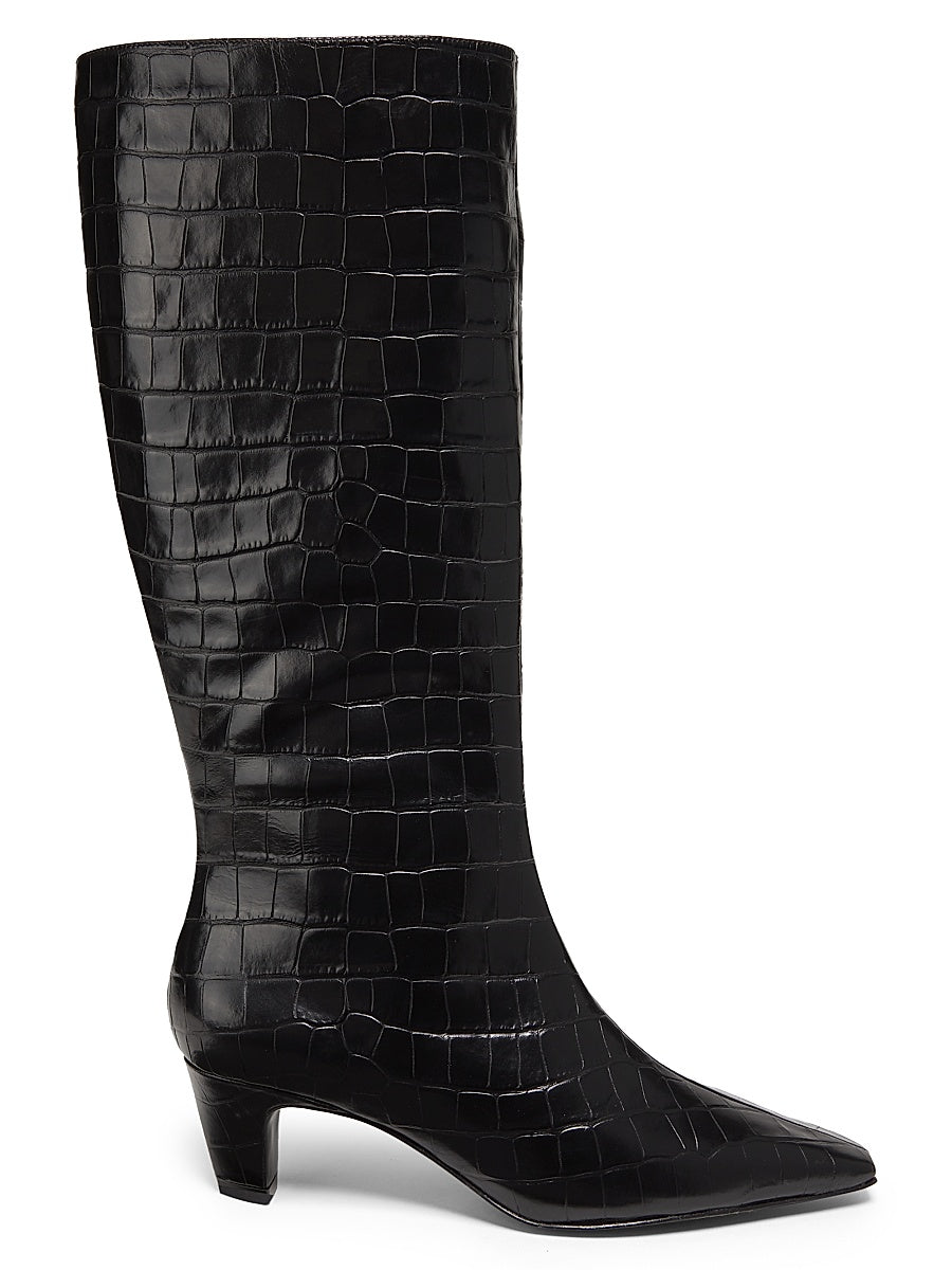 Dellia 65MM Croc Leather Mid-Calf Boots