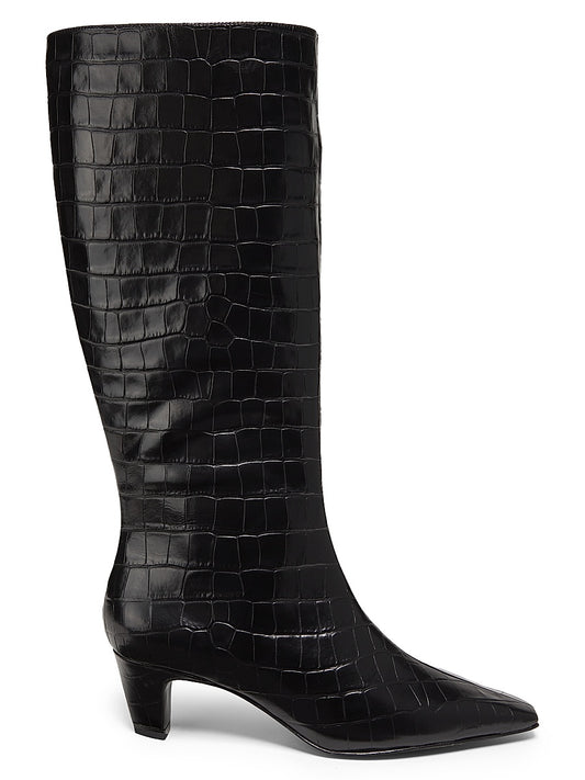 Dellia 65MM Croc Leather Mid-Calf Boots