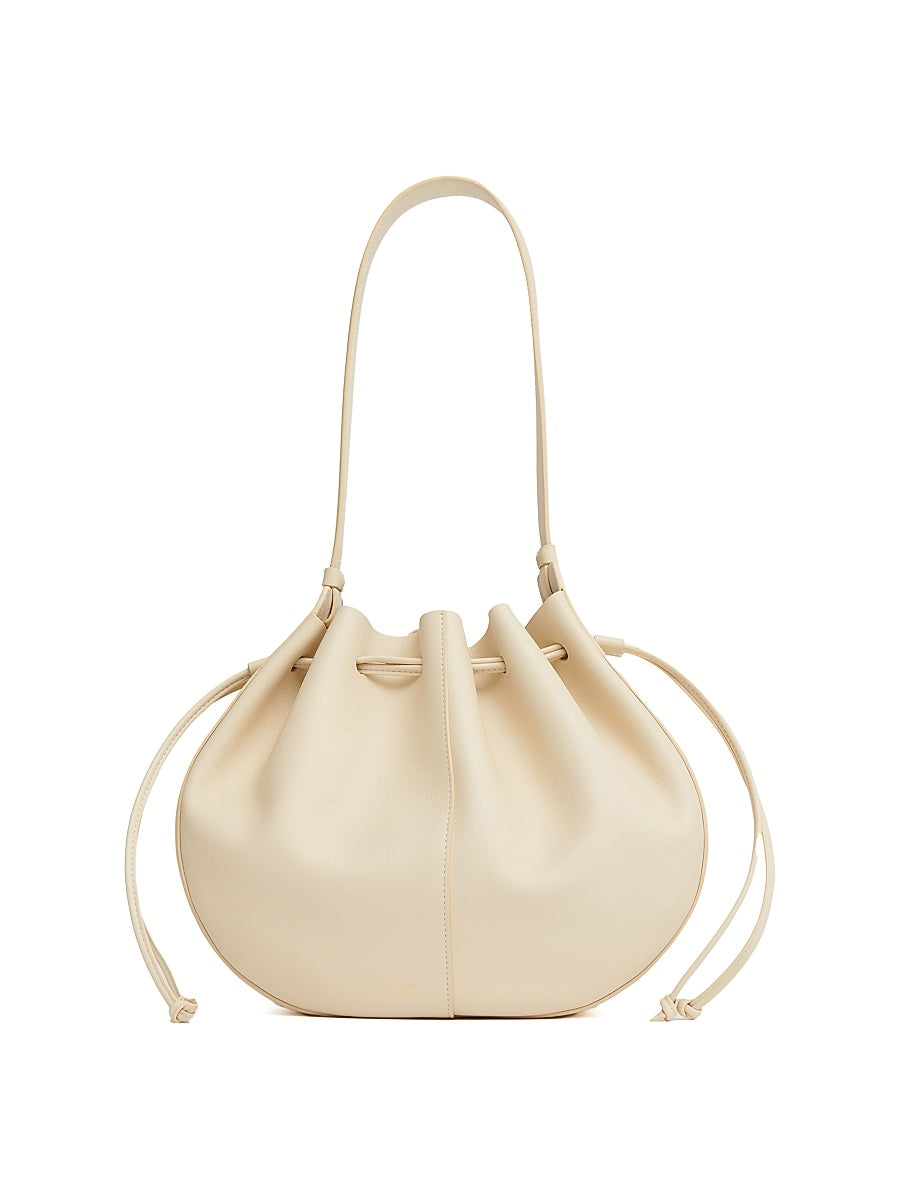 Flores Leather Drawstring Bag