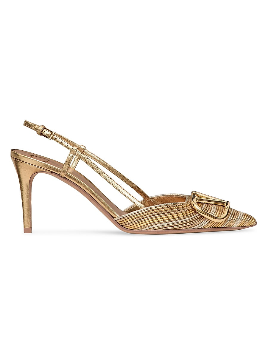 VLogo Signature Metallic Slingback Pumps 80MM