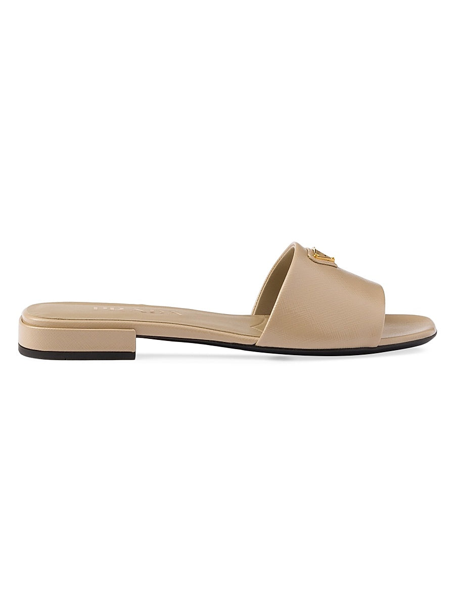 Saffiano Patent Leather Slides