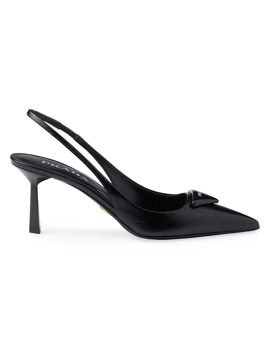 Saffiano 75MM Patent Leather Slingback Pumps