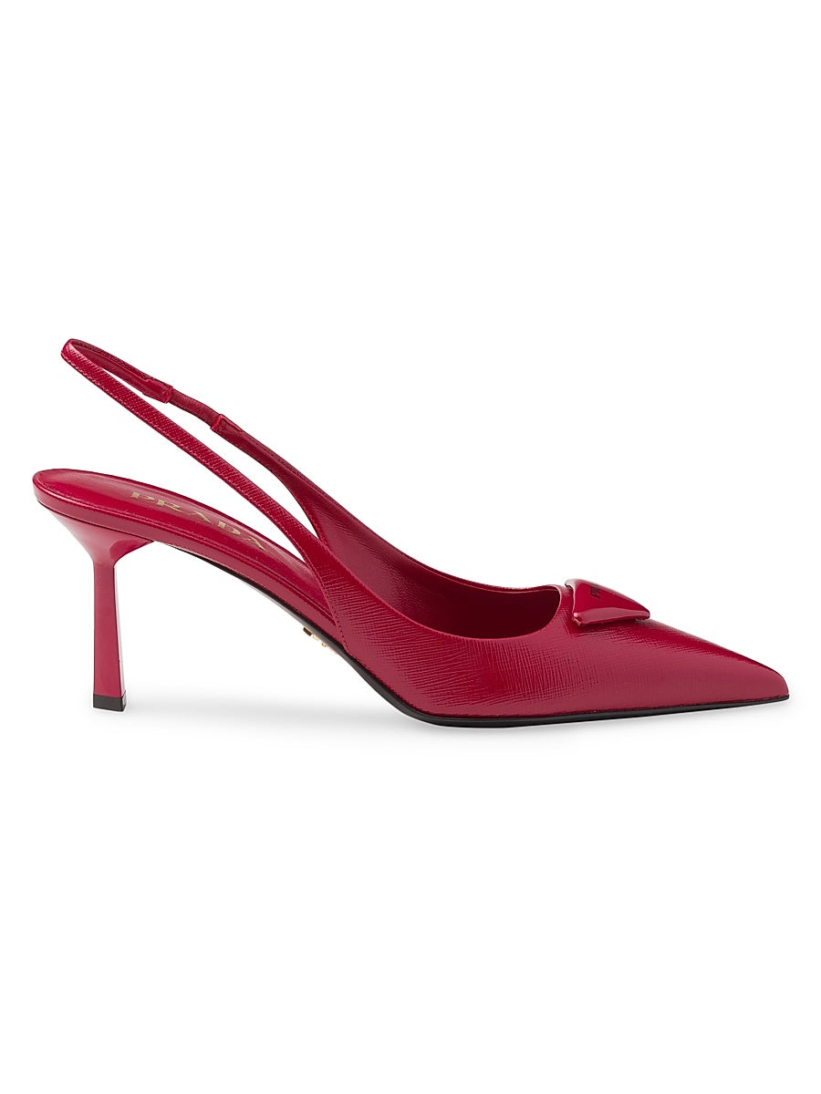 Saffiano 75MM Patent Leather Slingback Pumps