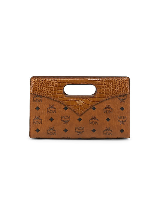 Diamond Croc-Embossed Top Handle Bag