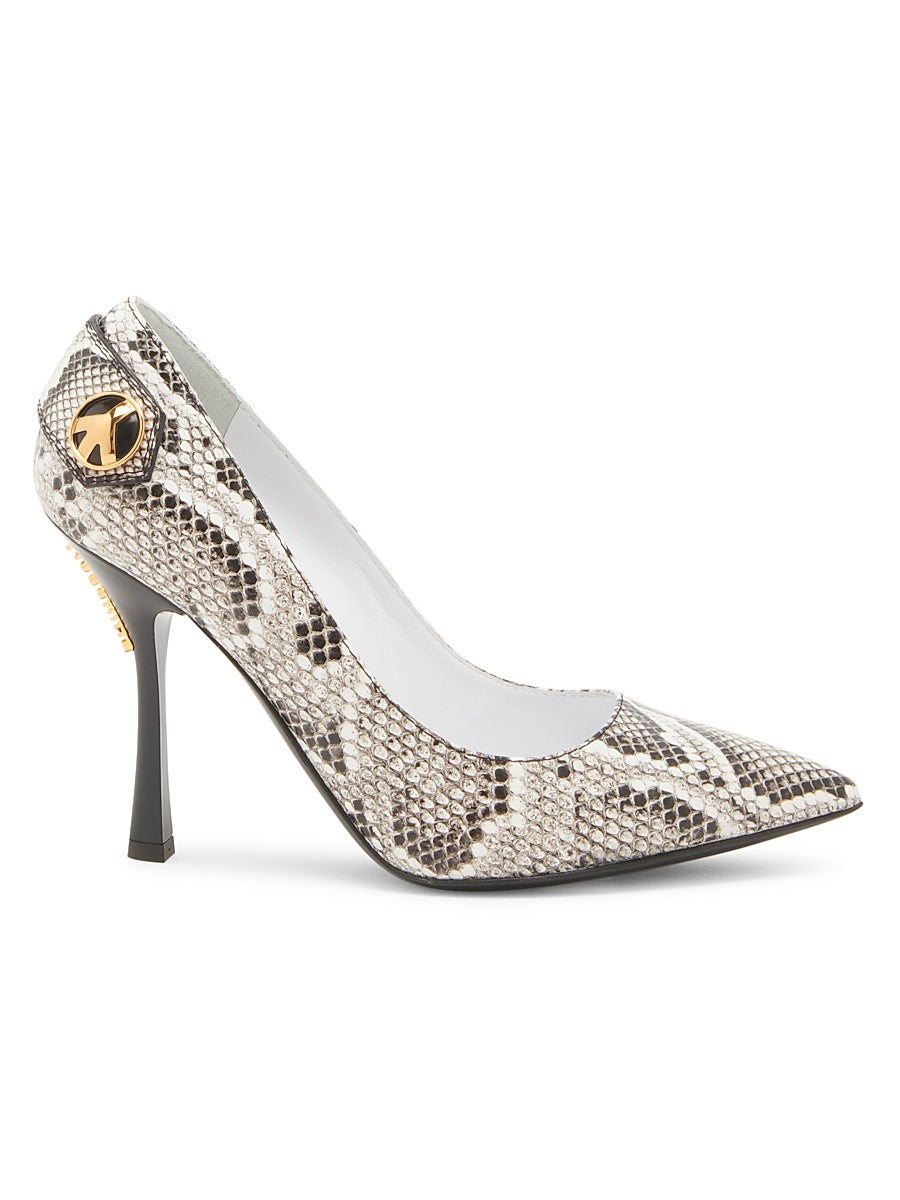 Peace Button 100MM Leather Pumps
