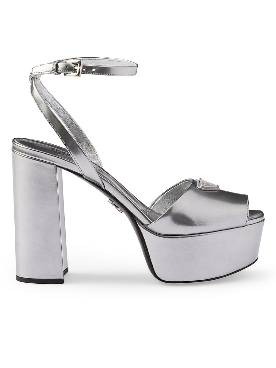 Metallic Leather Platform Sandals