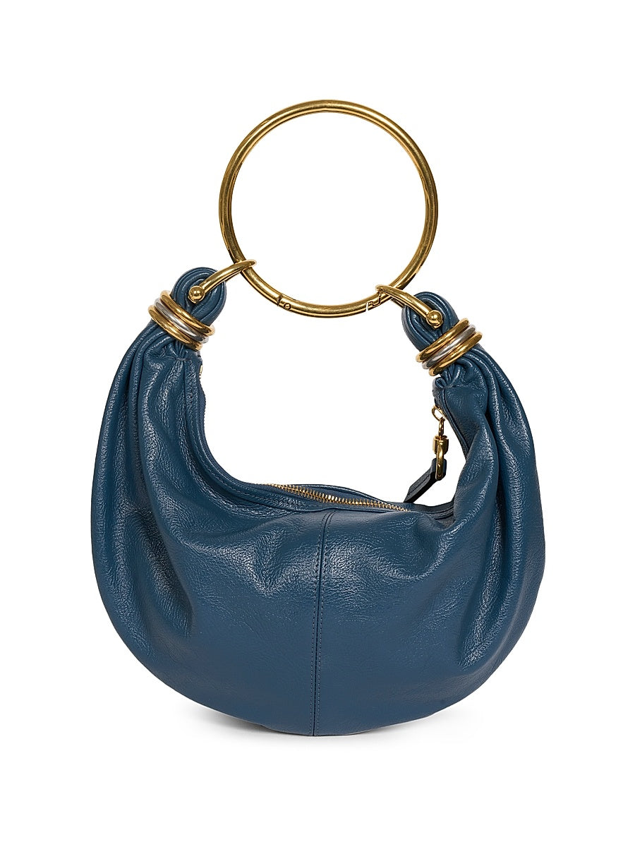 Small Bracelet Grained Leather Hobo Bag