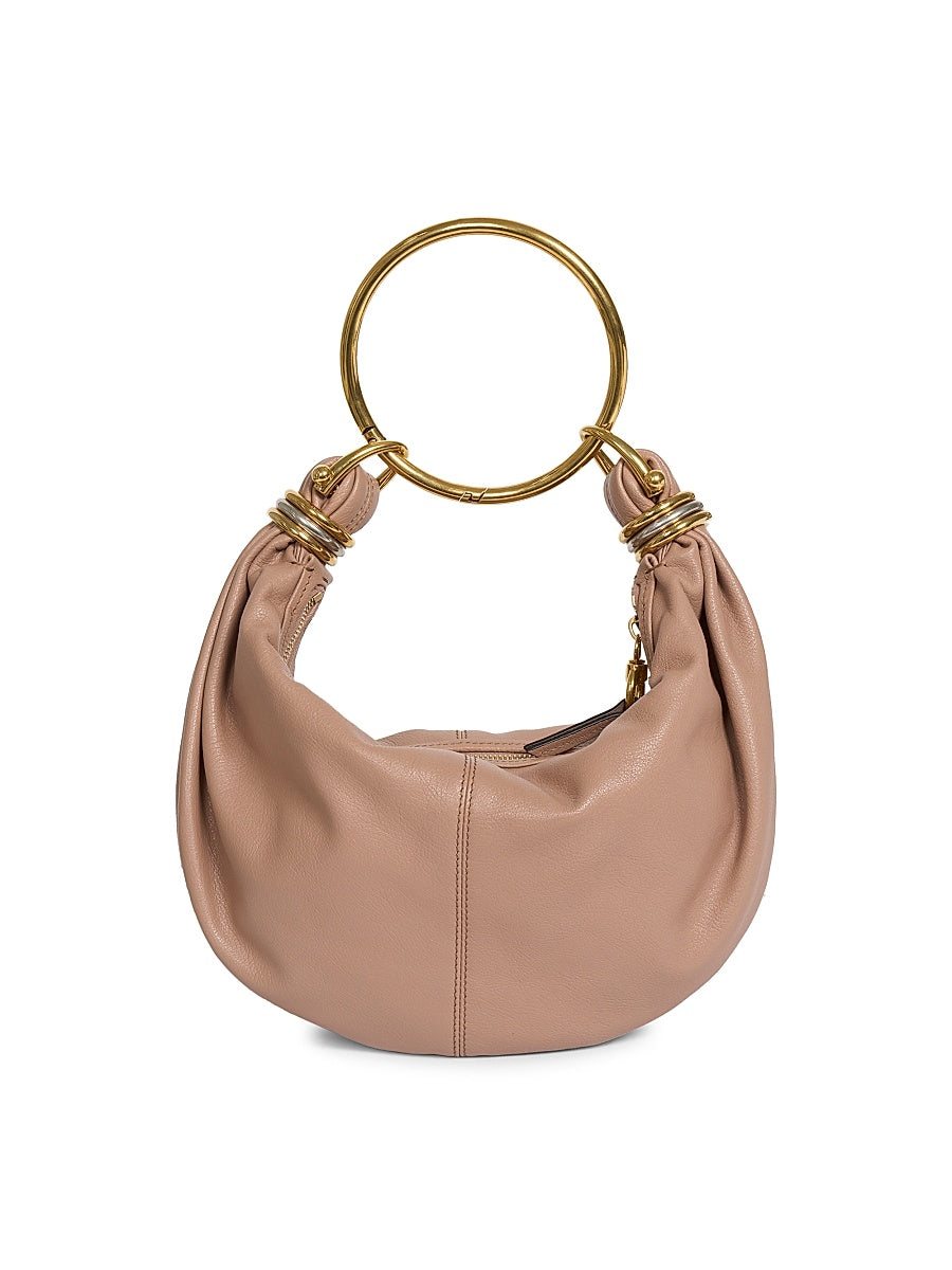 Small Bracelet Grained Leather Hobo Bag