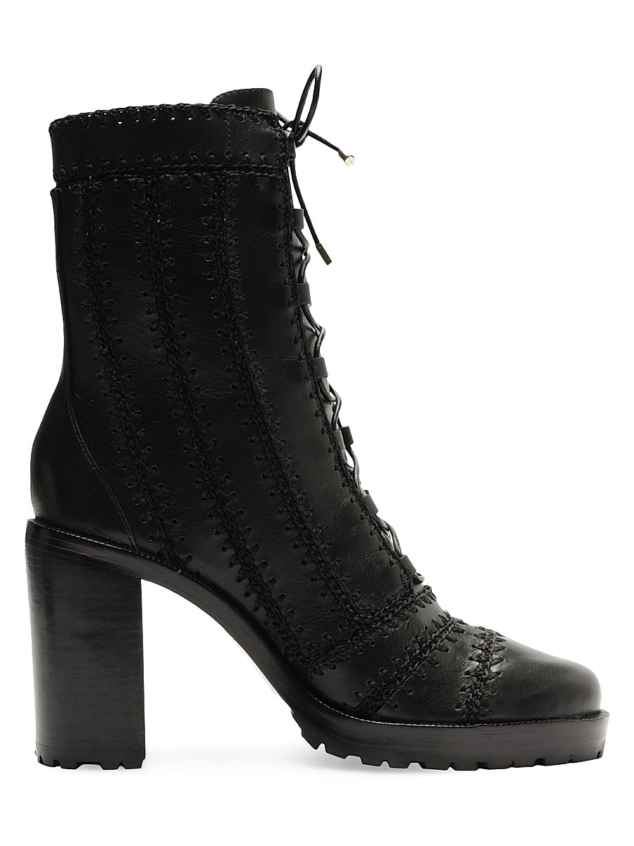 Regina 90MM Crocheted Leather Combat Boots