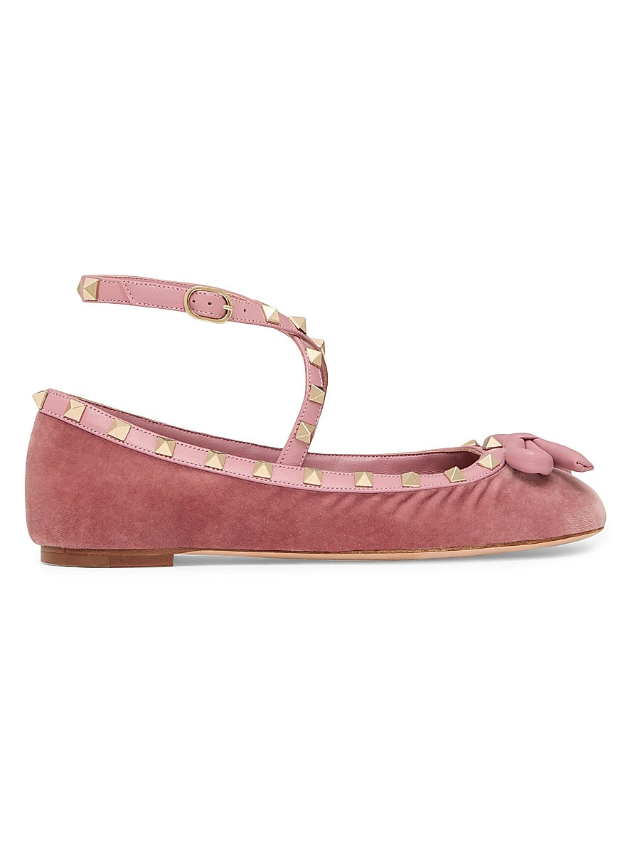 Rockstud 5MM Velvet Ballerina Flats