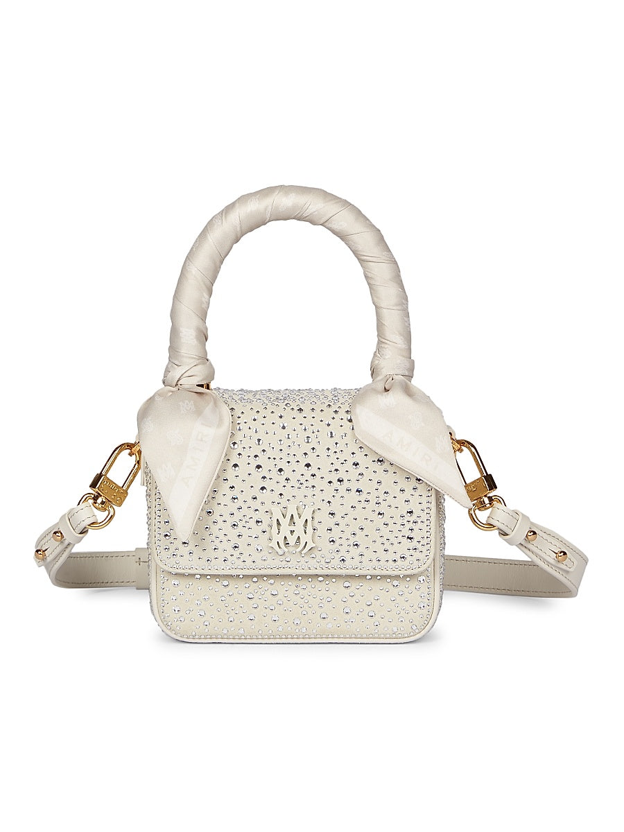 Micro MA Crystal-Embellished Leather Top Handle Bag