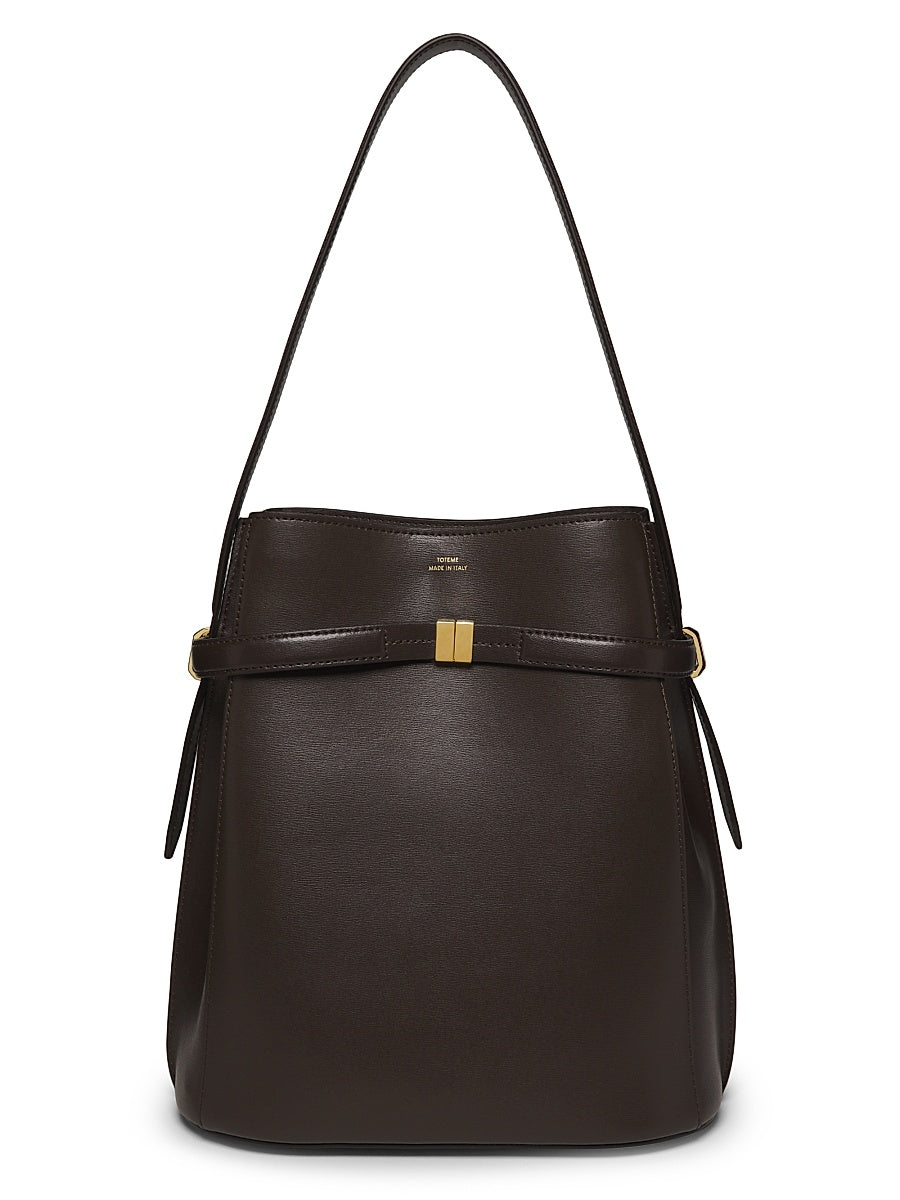 Belted Leather Bucket Bag