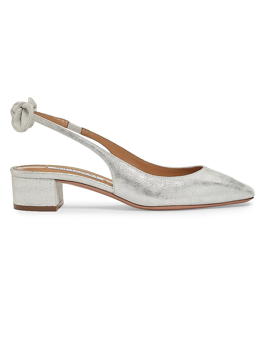 Very Bow-Tie 35MM Metallic Leather Slingbacks
