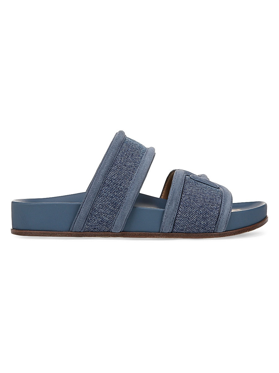 Rowan Denim & Suede Slide Sandals