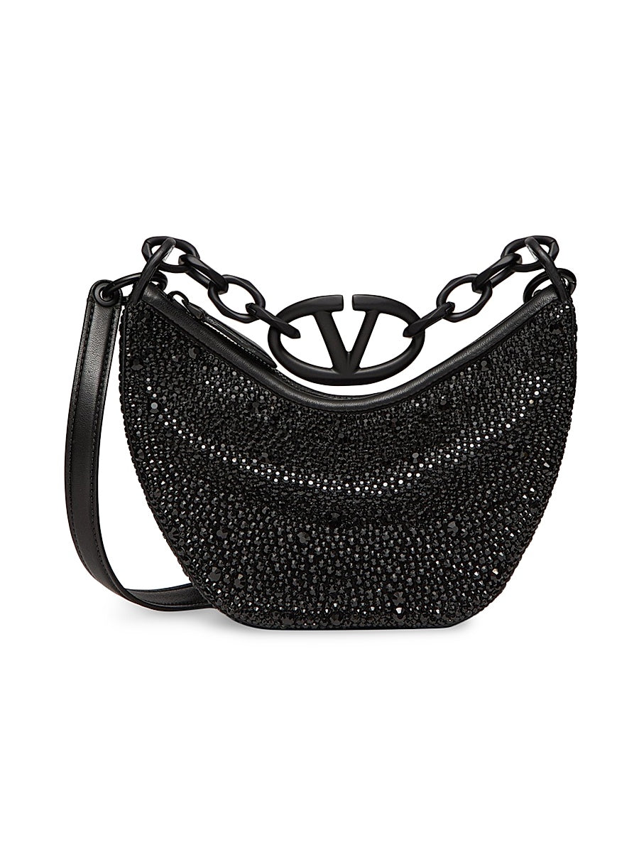 VLogo Moon Mini Hobo Bag with Rhinestones